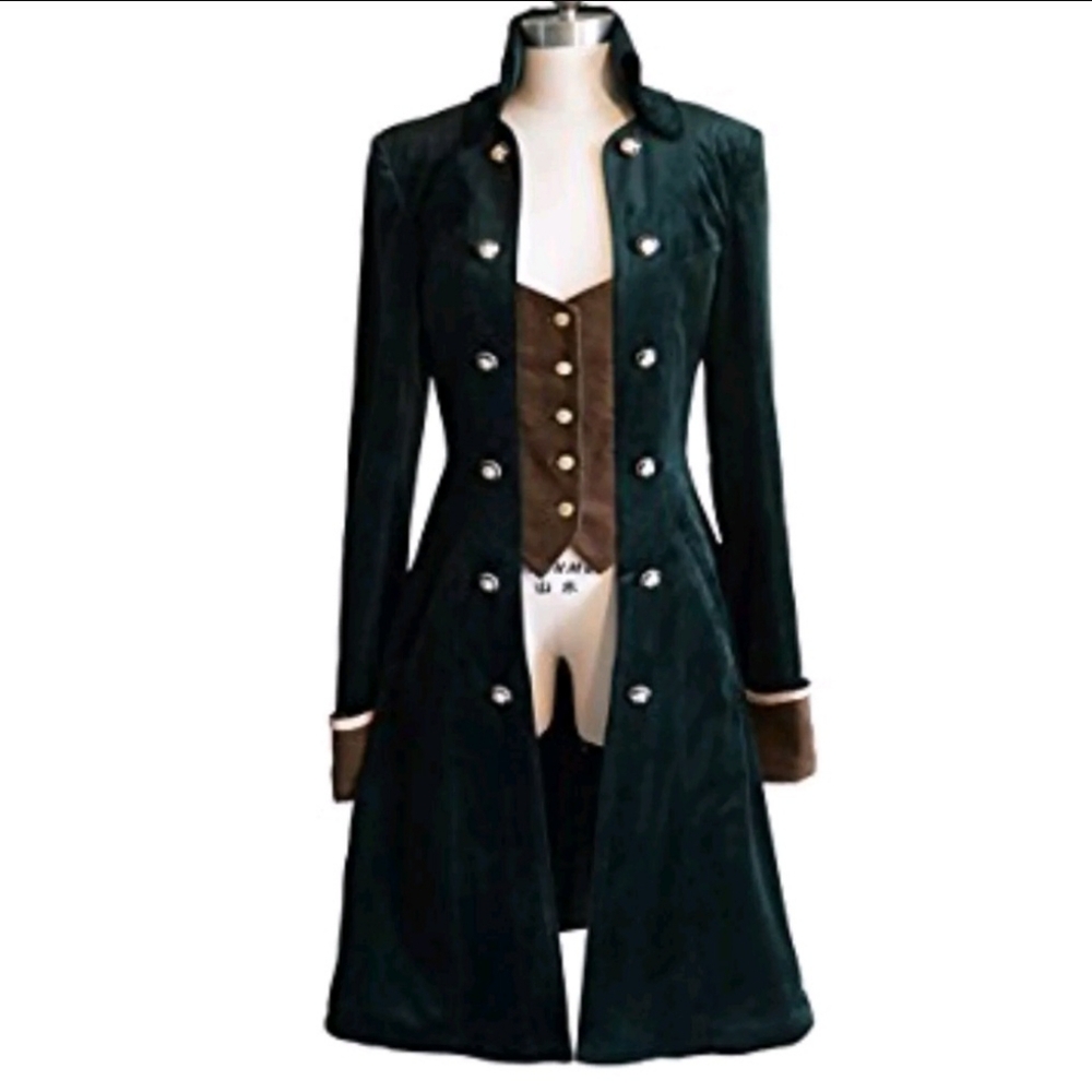 NWT Neo-Ludwig Steampunk Ladies Velvet Coat Fits US XS Goth Cosplay